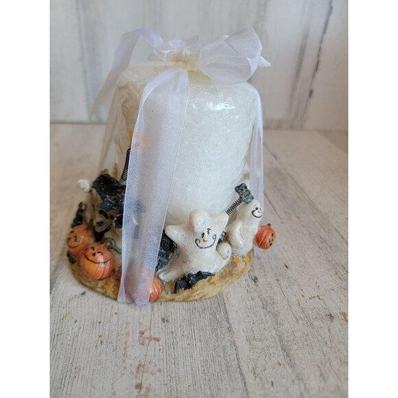 Vintage rustic pillar ghost candle Halloween prop home decor - Picture 6 of 9